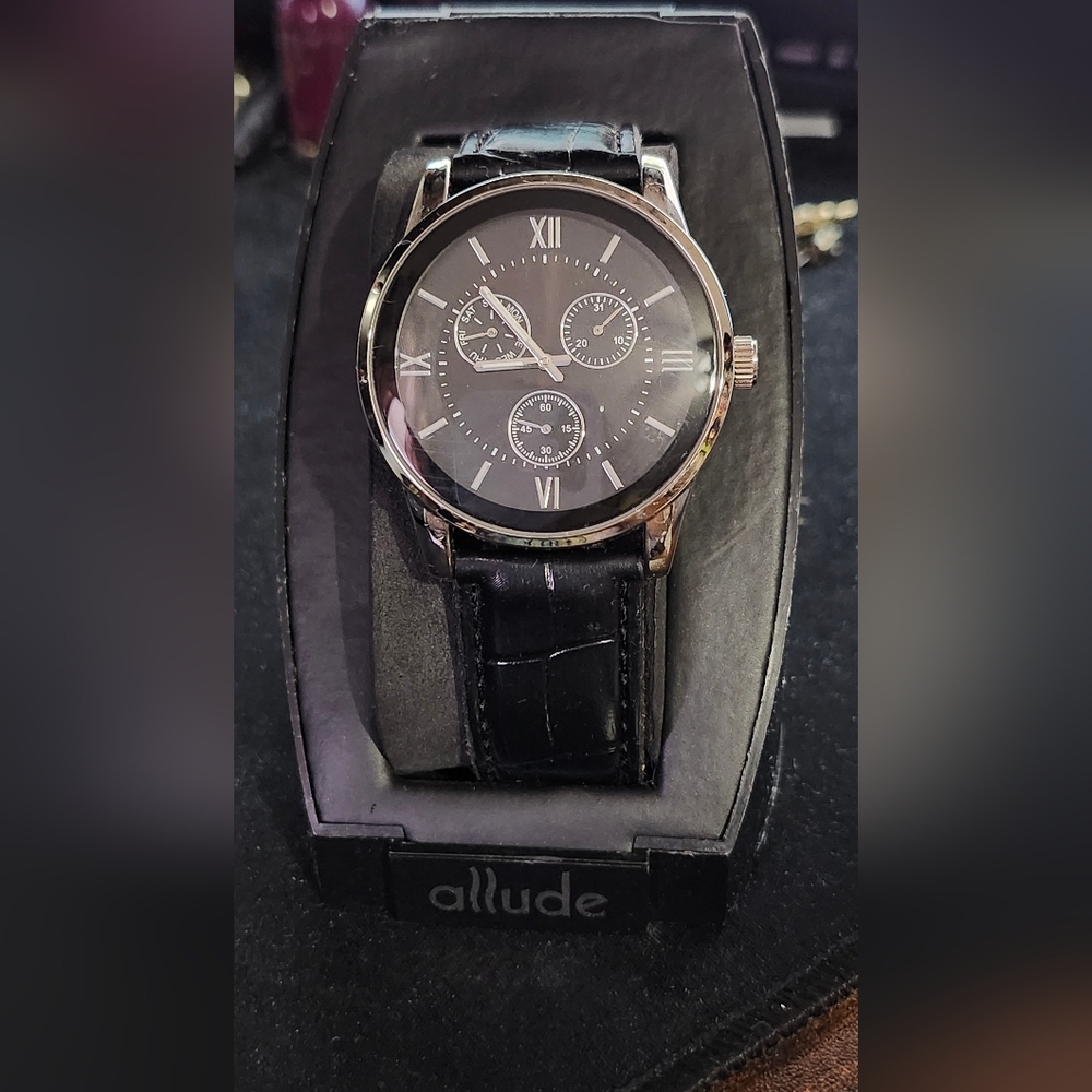 Silver and Black Men's Allude Watch